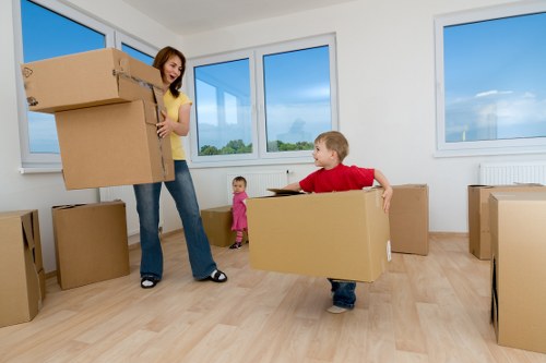 Boxes and household items stored securely in a Stroudgreen storage unit